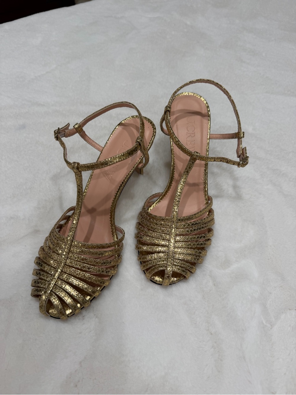 J. Crew Collection Rylie Gold Strappy Caged Toe Heels Size 7